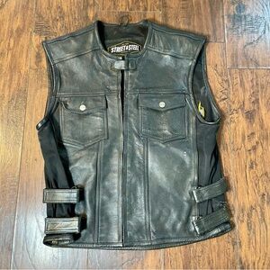 Street & Steel Men's Black Leather Vest